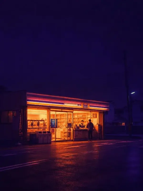 短剧《深夜十二点的便利店》封面海报，都市题材，共 72 集